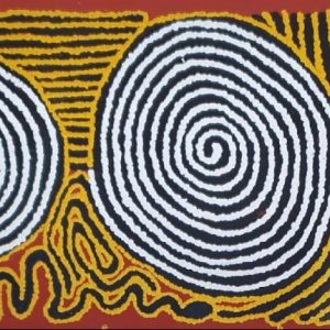Aboriginal Art Two Snake Ancestors at Karilwarra 2005 152cm by 91cm